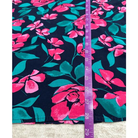 Talbots Woman Navy and Pink Floral Print Split Neck Blouse Size 3X - Picture 6 of 6